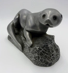 Richard Fisher Otter Silber Monel Metall Skulptur Art Deco Stil um 1950 RAR - Bild 1 von 15