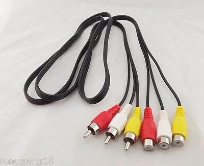 5ft 3 RCA (L+R+V) Male To 3 Female Extension Cable Composite AV TV Cord DVD HDTV - Image 1 of 4