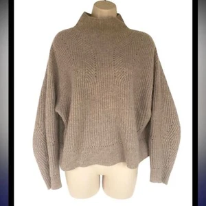 Aqua 100% Cashmere Mock Neck Sweater Neutral M - Picture 1 of 6