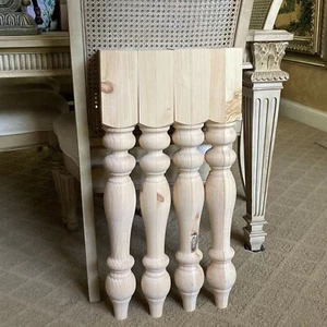 SET OF 4 Unfinished Island TABLE LEGS 29" x 3 1/2" Knotty Pine Real Wood - Picture 1 of 9