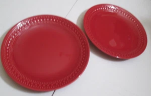 2er Set Matceramica ROTER SALAT Teller 8 7/8" Portugal Perlenrand Menge 2 - Bild 1 von 4