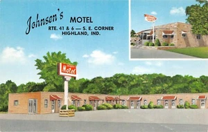 #H3572 HIGHLAND, IN.     POSTKARTE, JOHNSON'S MOTEL - Bild 1 von 2