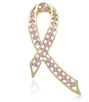 Broche Prendedor Cinta Rosa Tono Dorado Apoyo Concienciación Cáncer de Mama Sobreviviente Regalo Foto 1 de 3