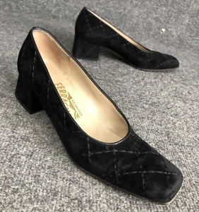Salvatore Ferragamo Pumps schwarzes Wildleder mit Diamant-Design Schuhe Größe 6,5 AA - Bild 1 von 10