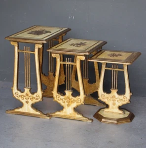 Antique Vintage carved nesting tables set of 3 nest of tables Florentine gold - Picture 1 of 10