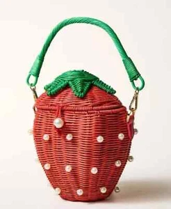 Bolso canasta de fresa adornado con perlas Kate Spade NY Target exclusivo-totalmente nuevo - Imagen 1 de 8