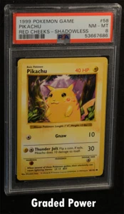Pokemon Base Set Ilimitado Sin Sombras Pikachu (Mejillas Rojas) PSA 8 (7686) 58/102  - Imagen 1 de 2