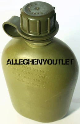 USGI US Army Military 1 QUART RIGID HARD PLASTIC 1QT CANTEEN OD VGC w/ NEW CAP - Image 1 of 4