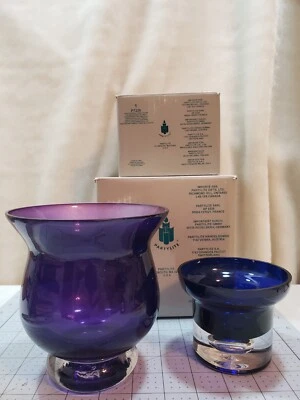 2 castiçais Partylite P7225 3" bola azul colbalto e P7227 ametista azul 5" - Imagem 1 de 4