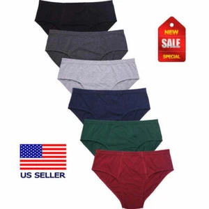 6 MEN'S BIKINI BRIEFS LOW RISE COTTON Solid COLORS UNDERWEAR S,M,L,XL - Picture 1 of 5