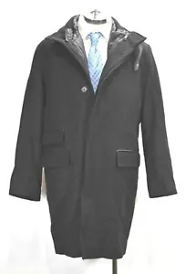 Andrew Marc Mens Black Full Zip Flap Hidden Button Placket Pocket Overcoat M - Picture 1 of 11