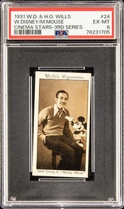 WALT DISNEY MICKEY MOUSE 1931 W.D. & H.O. Wills Cinema Stars #24 ROOKIE RC PSA 6 - Bild 1 von 2