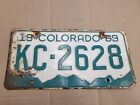 Colorado KC 2628 Vintage Embossed Metal Green License Plate Tag Expired 1969