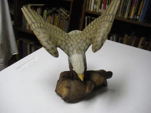 Extraordinary Signed Hand carved &  hand paited Eagle On A Wood Stand - Picture 1 of 12
