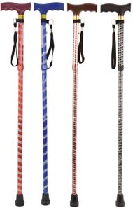 Extendable Foldable Compact Plastic Handled Walking Stick with Engraved Pattern
