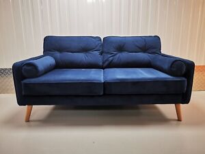 John Lewis G Plan Vintage Medium 2 Seater Sofa in Blue Velvet - Free Delivery*