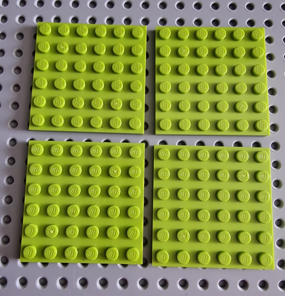 LEGO Platte Bauplatte Basisplatte flach 4 stk lime grün 6x6 Green Plate 3958 R2 - Bild 1 von 1
