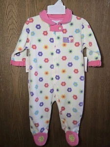 NWT Size 3-6M Baby by bon bebe cream flower fleece sleeper w/ Little Ladybug New - Picture 1 of 5