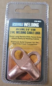 CHICAGO ELECTRIC WELDING CABLE LUGS #4 AWG 3/8 in STUD 2 PIECE PACK - Picture 1 of 4