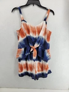 Truly Me By Sara Sara Womens Jumpsuit Size 16 Navy Blue/ Orange Polyester - Picture 1 of 8