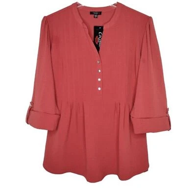 Top Cocomo Plus Talla 3X Naranja Quemado Pintuck Manga 3/4 Foto 1 de 4