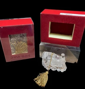 2 AVAIL VINTAGE MARQUIS BY WATERFORD BELL TRAIN CHRISTMAS ORNAMENTS IN BOX - Picture 1 of 6