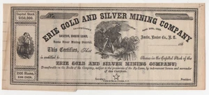 Stock de 1863 con Indian Erie Gold & Silver Mining Co Austin Nevada Territory N.T. - Imagen 1 de 1