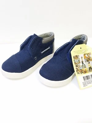 Zapato informal TOMS Tiny Bimini alto para niños pequeños, talla 10, arpillera azul marino Foto 1 de 4
