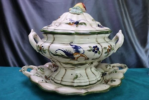 Rara Fuente de Sopa Grande Capo de monte y Cucharón Italia Ave Fénix - Imagen 1 de 23