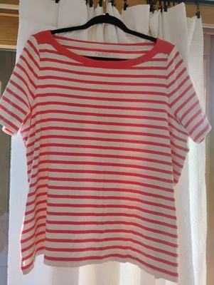 Talbots Nuevo Para Mujer - 2XP - Náutico Melocotón y Rayas Blancas - Mezcla de Algodón Foto 1 de 4