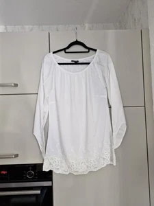 Comma Damen Bluse Shirt Tunika Weiß Spitze Herbst/Winter Mode Fashion Gr. 40 - Picture 1 of 10