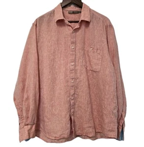 Raffi Linen Button Up Shirt Men’s XLarge Orange Long Sleeve Lightweight Beach  - Picture 1 of 8