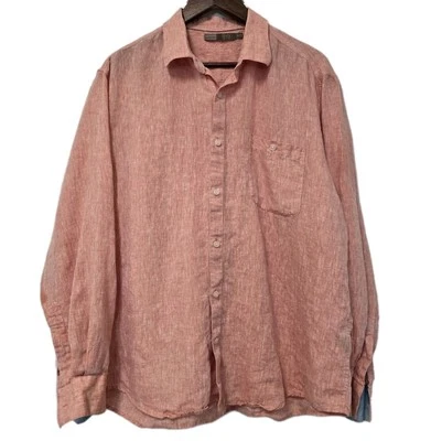 Рубашка Raffi льняная на пуговицах мужская XLarge оранжевая с длинным рукавом легкая пляжная  - Изображение 1 из 4