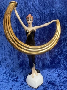 THE FRANKLIN MINT 'Promise of Gold' 12'' Fine Porcelain Art Deco Figurine c.1991 - Picture 1 of 19