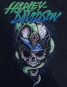 Harley Davidson Motorcycles Barnett El Paso Texas T Shirt XL Snake Skull Black - Picture 1 of 9