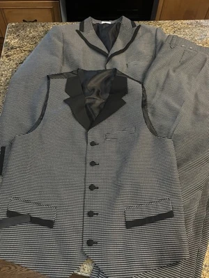 Vtg E.J. Samuel 3 Piece Suit Set Gray White Vest Pants Blazer W30-20R - Image 1 of 4