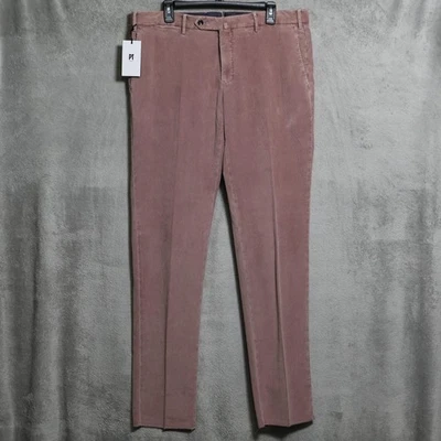 Pantalones PT Torino Para Hombres 52 Rosa Pana Calce Ajustado Elastizados Pantalones Preppy Informales Foto 1 de 4