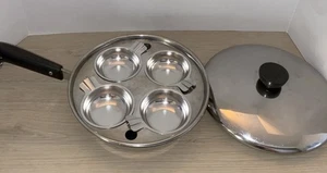 Revere Ware 1801 4 Eier Pochierer 8" Pfanne Kupferboden Deckel Tassen komplett - Bild 1 von 11