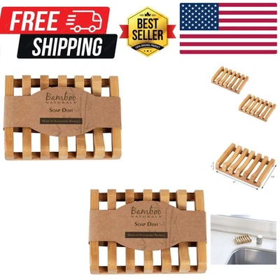 Bar Soap Dish for Sink or Shower, Odor Resistant Tray, Sustainable Bamboo Woo... - Image 1 of 4