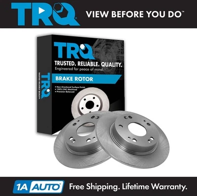 TRQ Rear Brake Rotors Set Solid For 2013-2015 Acura ILX 2006-2015 Honda Civic - Image 1 of 4
