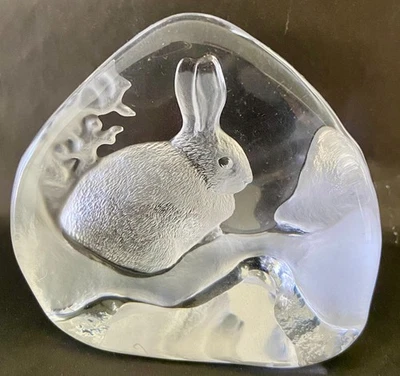 Maleras Lead Crystal Rabbit Sculpture Paperweight, Signed by Mats Jonasson #3552 - image 1 of 4