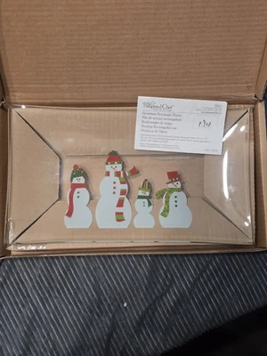 Plato rectangular muñeco de nieve chef mimado #2821 vidrio de 13,5" x 8"  Foto 1 de 4