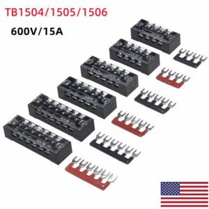 5 Pack 600V 15A Dual Row 4 Position Screws Terminal Block Electric Barrier Strip - Picture 1 of 6