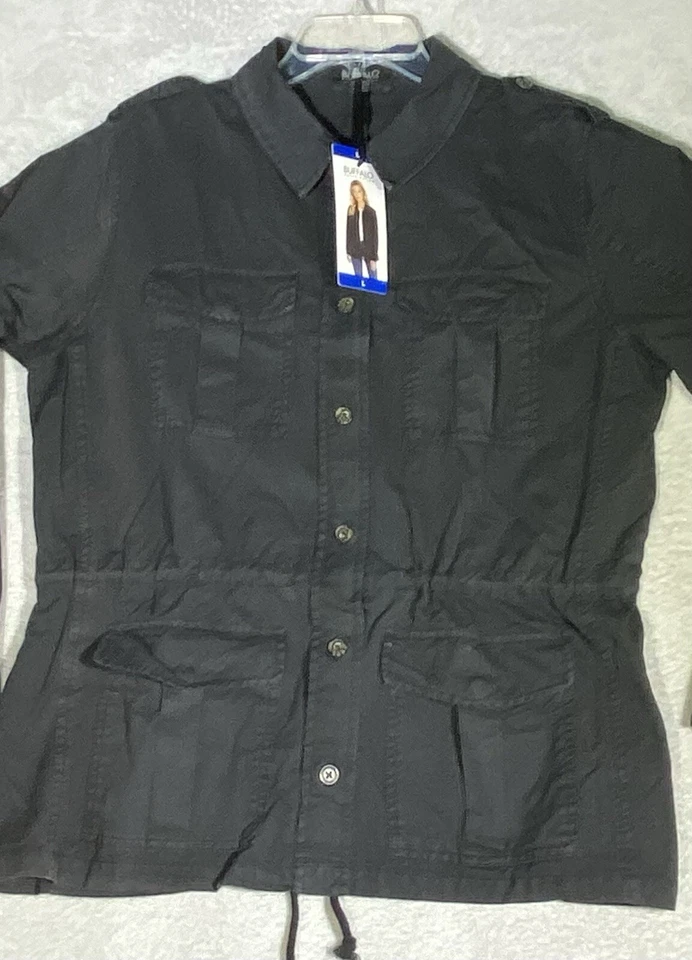 Chaqueta para mujer David Bitton Buffalo talla grande negra estilo militar/utilitario nueva con etiquetas Foto 1 de 4