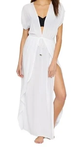 ELAN Deep V Adjustable Waist Caftan Dress Swim Cover Up Size Large - Picture 1 of 14