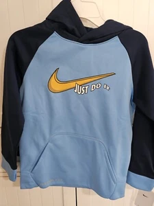 Boys Kids Youth NEW NIKE Therma Pullover Hoodie University Blue Size 7 - Picture 1 of 2