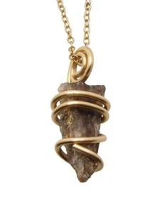 RARO COLGANTE DE CUARZO DRAGÓN NEGRO EN BRONCE ORO MERLÍN #401 - Imagen 1 de 3