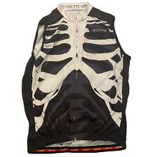Wosawe Skeleton Print Sleeveless Unisex Cycling Jersey XL Tri-Pocket Full Zip