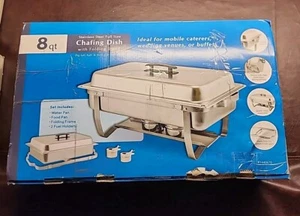 Winco 8 qt Stainless Steel Full Size Chafing Dish With Folding Stand - Picture 1 of 2