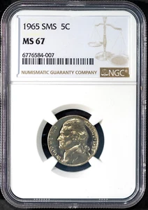 1965 SMS 5c Jefferson Head Nickel MS 67 NGC # 6776584-007 + Bonus - Picture 1 of 2